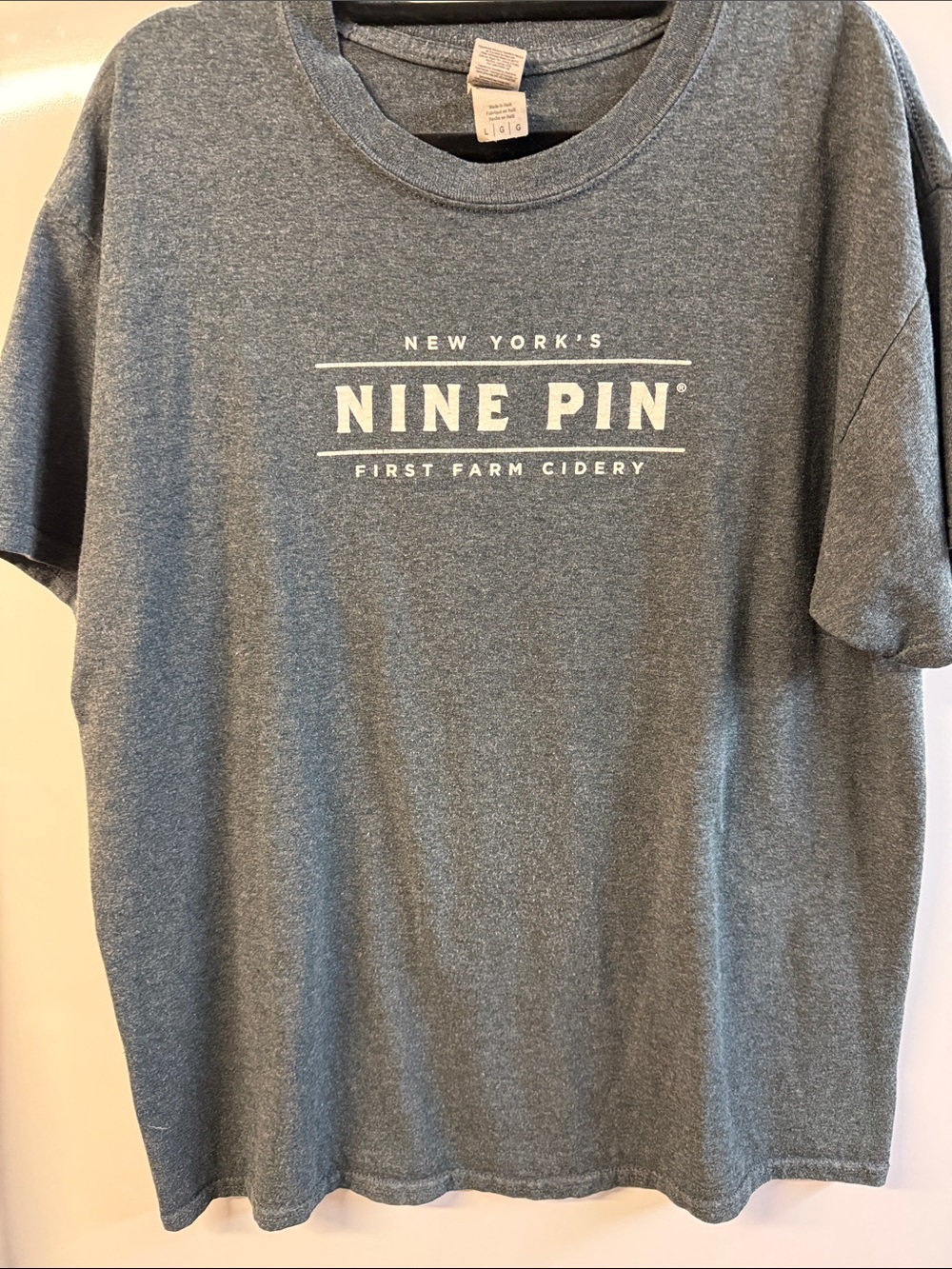 Gildan Heather Gray Nine Pin Farm Cidery Logo Tee